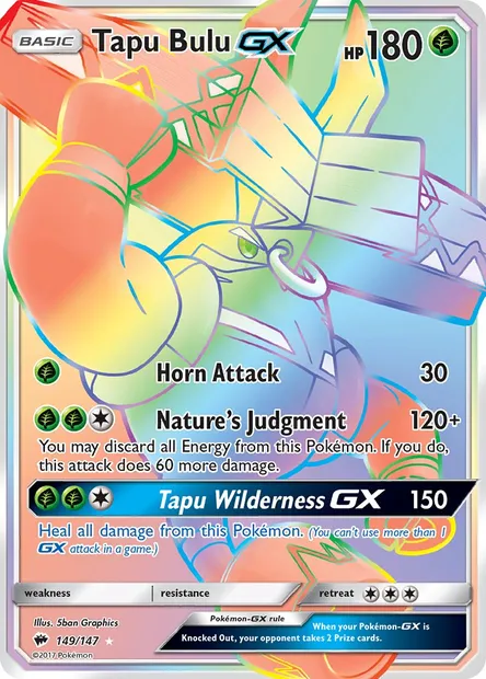 Tapu Bulu GX, Pokémon card BUS 149 — Burning Shadows set