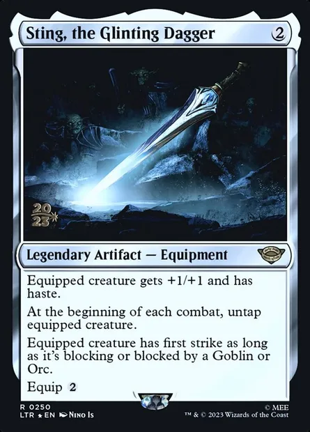 Sting, the Glinting Dagger, Magic card PLTR 250s — Tales of Middle-earth Promos set