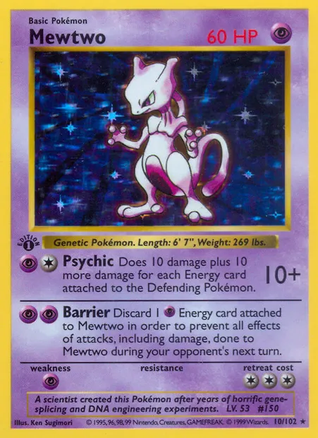 Mewtwo, Pokémon card BS 10 — Base Set set