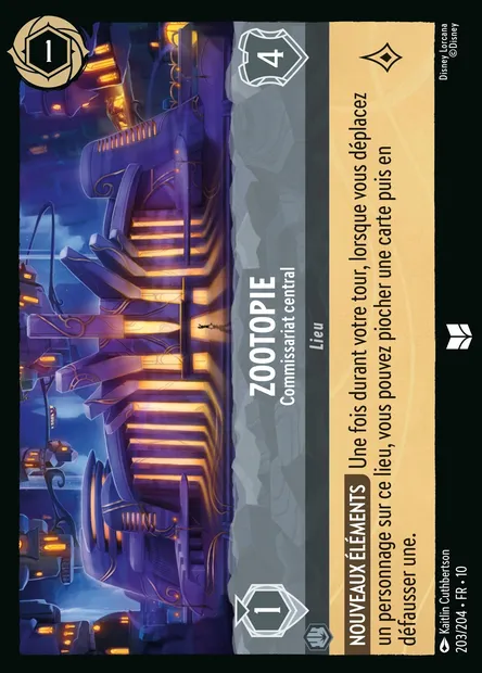 Zootopie - Commissariat central, carte Disney Lorcana CH10-203 — extension Lueurs dans les Profondeurs
