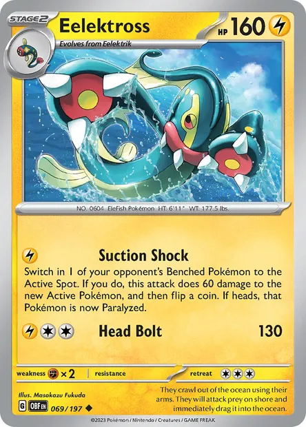 Eelektross, Pokémon card OBF 069 — Obsidian Flames set