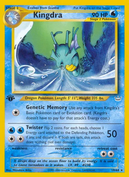 Kingdra, Pokémon card NR 19 — Neo Revelation set