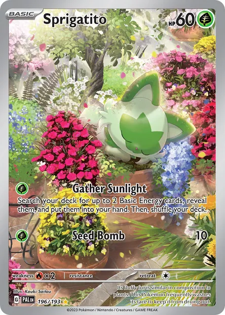 Sprigatito, Pokémon card PAL 196 — Paldea Evolved set