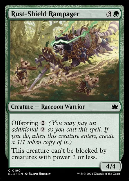 Rust-Shield Rampager, Magic card BLB 190 — Bloomburrow set
