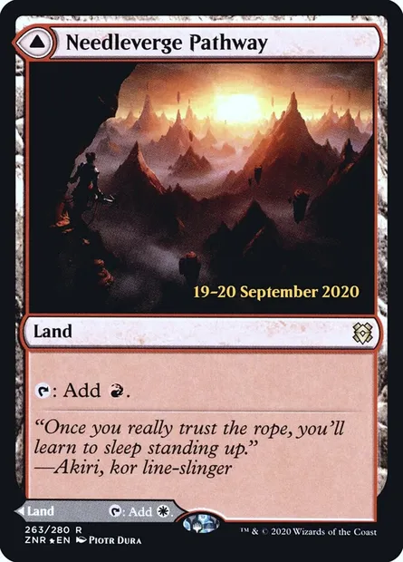 Needleverge Pathway // Pillarverge Pathway, Magic card PZNR 263s — Zendikar Rising Promos set