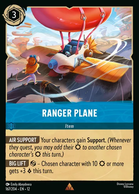 Ranger Plane, Disney Lorcana card CH12-167 — Wilds Unknown set