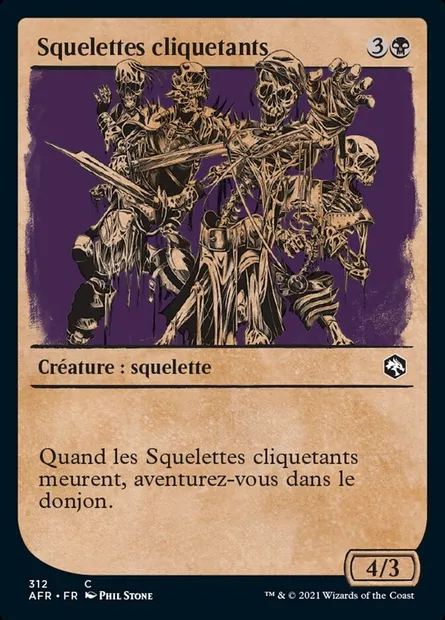 Squelettes cliquetants, carte Magic AFR 312 — extension Forgotten Realms: Aventures dans les Royaumes Oubliés