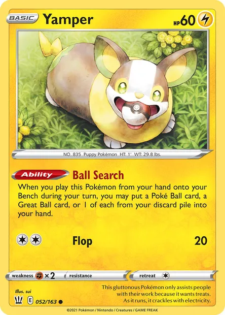 Yamper, Pokémon card BST 52 — Battle Styles set
