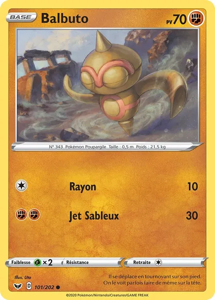 Balbuto, carte Pokémon SSH 101 — extension Épée et Bouclier