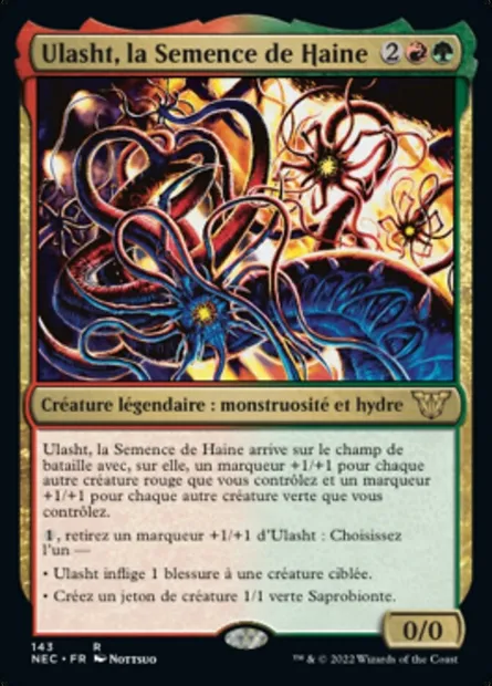 Ulasht, la Semence de Haine, carte Magic NEC 143 — extension Neon Dynasty Commander