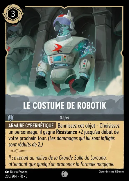 Le costume de Robotik, carte Disney Lorcana CH3-200 — extension Les Terres d'Encres