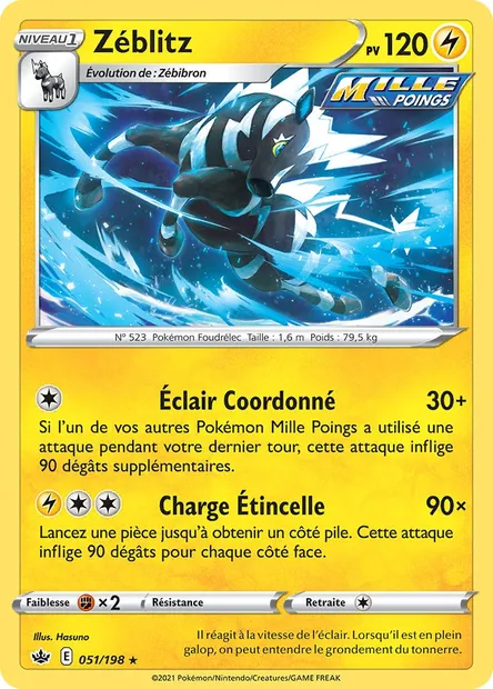 Zéblitz, carte Pokémon CRE 51 — extension Règne de Glace