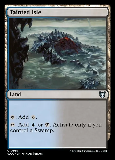 Île souillée, carte Magic WOC 169 — extension Wilds of Eldraine Commander