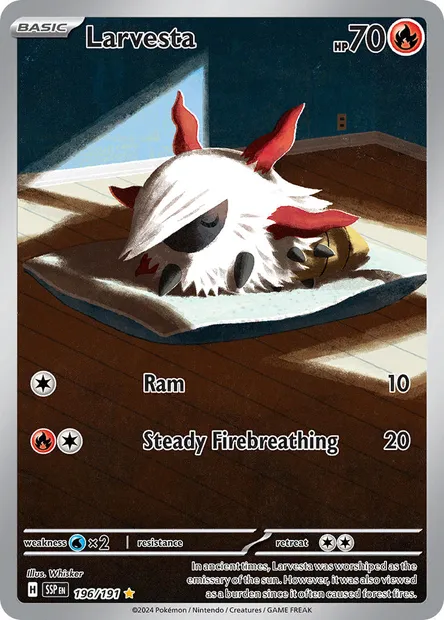 Larvesta, Pokémon card SSP 196 — Surging Sparks set
