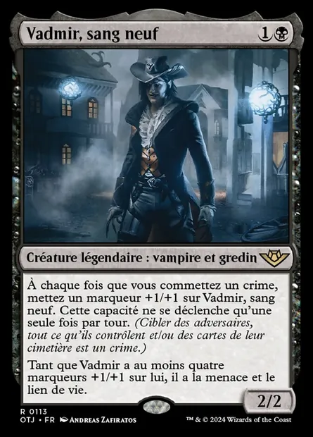 Vadmir, sang neuf, carte Magic OTJ 113 — extension Outlaws of Thunder Junction