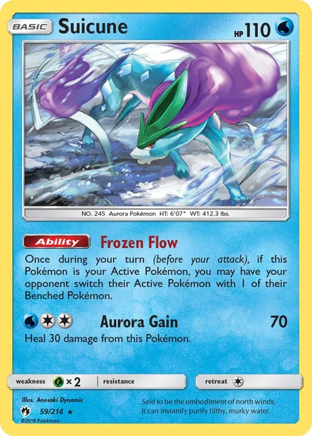 Suicune, Pokémon card LOT 59 — Lost Thunder set