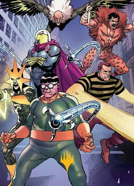 Behold the Sinister Six! // Behold the Sinister Six!, carte Magic ASPM 45 — extension Marvel's Spider-Man Art Series