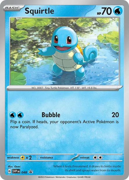Squirtle, Pokémon card PR-SV 048 — SVP Black Star Promos set