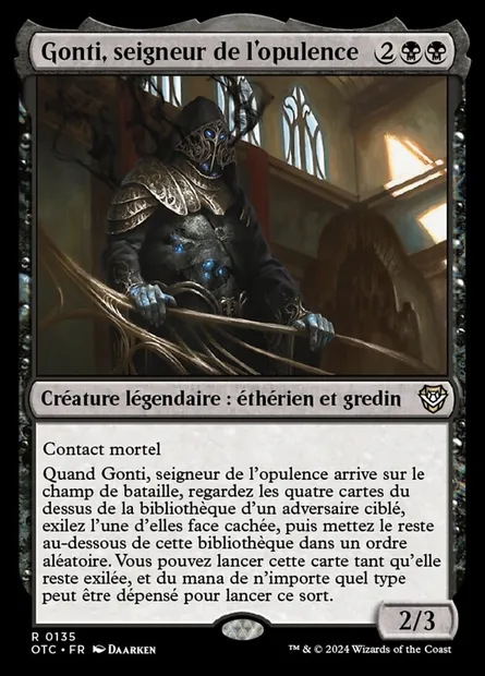 Gonti, seigneur de l'opulence, carte Magic OTC 135 — extension Outlaws of Thunder Junction Commander