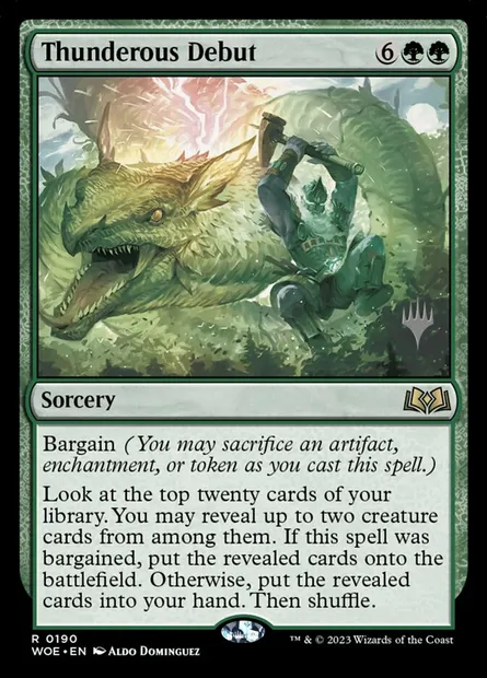 Thunderous Debut, Magic card PWOE 190p — Wilds of Eldraine Promos set