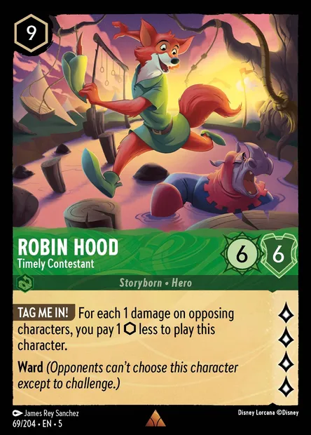 Robin Hood - Timely Contestant, Disney Lorcana card CH5-069 — Shimmering Skies set