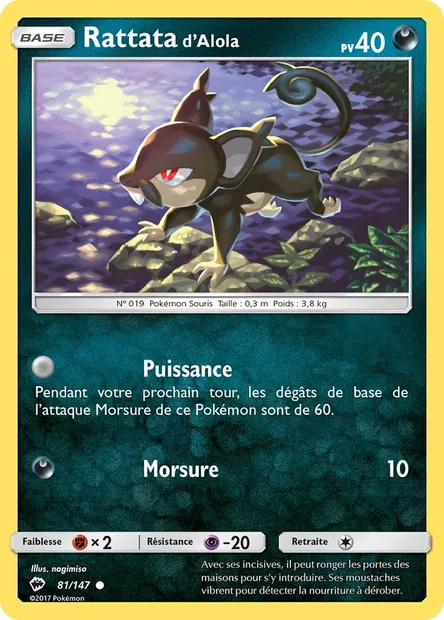 Rattata d’Alola, carte Pokémon BUS 81 — extension Ombres Ardentes