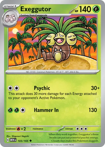 Exeggutor, Pokémon card MEW 103 — 151 set