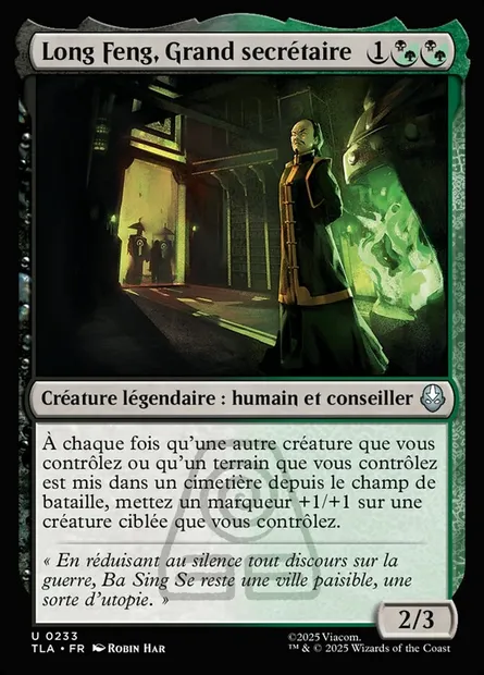 Long Feng, Grand secrétaire, carte Magic TLA 233 — extension Avatar: The Last Airbender