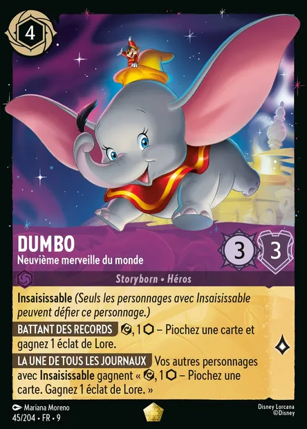 Dumbo - Neuvième merveille du monde, carte Disney Lorcana CH9-045 — extension Fabuleux