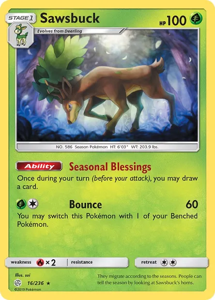 Sawsbuck, Pokémon card CEC 16 — Cosmic Eclipse set