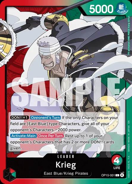 Krieg, One Piece card OP15-001 — ADVENTURE ON KAMI’S ISLAND set