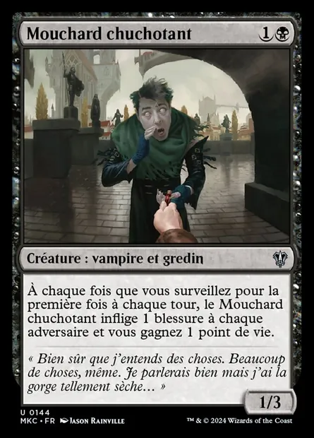 Mouchard chuchotant, carte Magic MKC 144 — extension Murders at Karlov Manor Commander