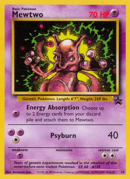 Mewtwo, carte Pokémon WP 14 — extension Wizards Black Star Promos
