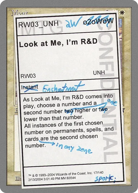 Look at Me, I'm R&D, carte Magic UNH 17 — extension Unhinged
