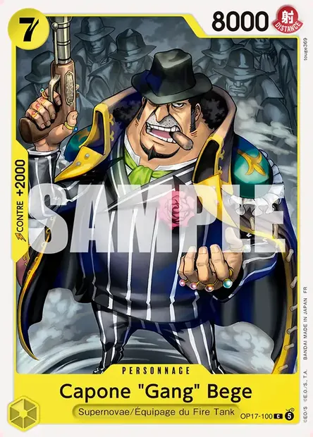 Capone "Gang" Bege, carte One Piece OP17-100 — extension LES GUERRIERS LES PLUS PUISSANTS AU MONDE