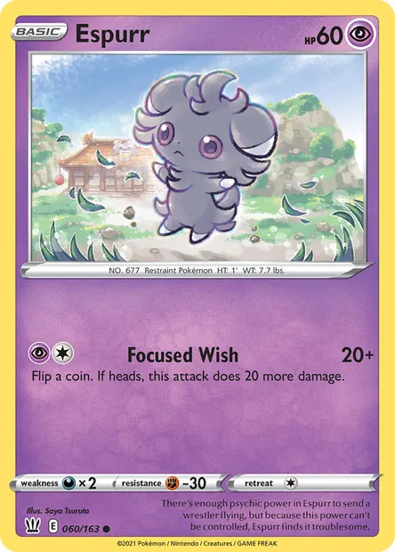 Espurr, Pokémon card BST 60 — Battle Styles set