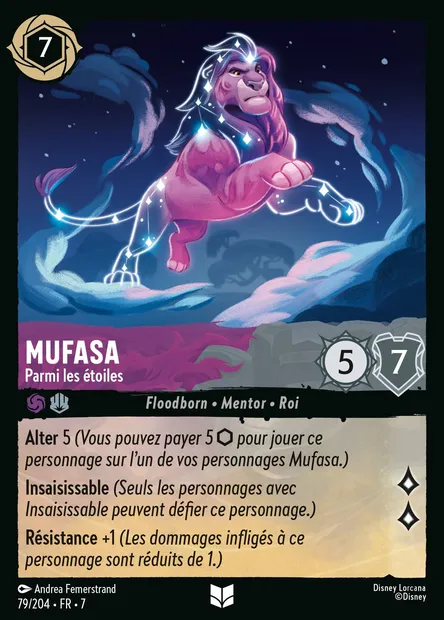 Mufasa - Parmi les étoiles, carte Disney Lorcana CH7-079 — extension L'île d'Archazia