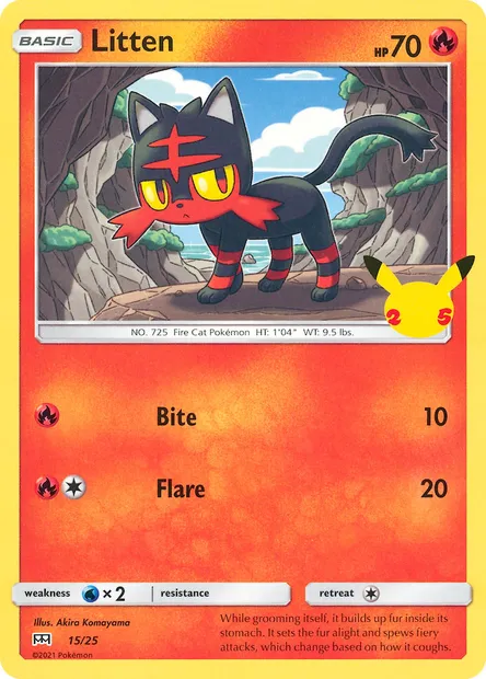 Litten, Pokémon card MCD21 15 — McDonald's Collection 2021 set