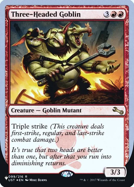 Three-Headed Goblin, Magic card ULST 31 — The List (Unfinity Foil Edition) set