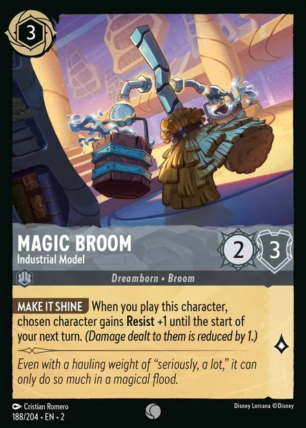 Magic Broom - Industrial Model, Disney Lorcana card CH2-188 — Rise of the Floodborn set