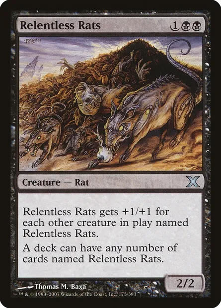 Relentless Rats, Magic card 10E 173 — Tenth Edition set
