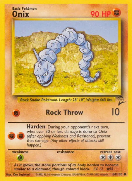 Onix, Pokémon card B2 84 — Base Set 2 set