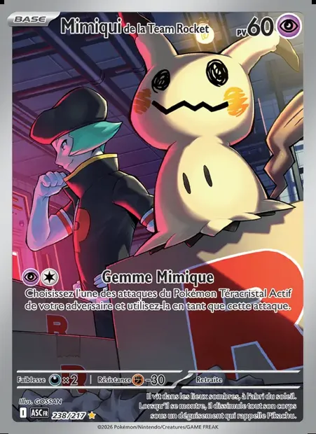 Mimiqui de la Team Rocket, carte Pokémon ASC 238 — extension Héros Transcendants