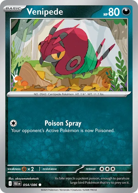 Venipede, Pokémon card BLK 054 — Black Bolt set