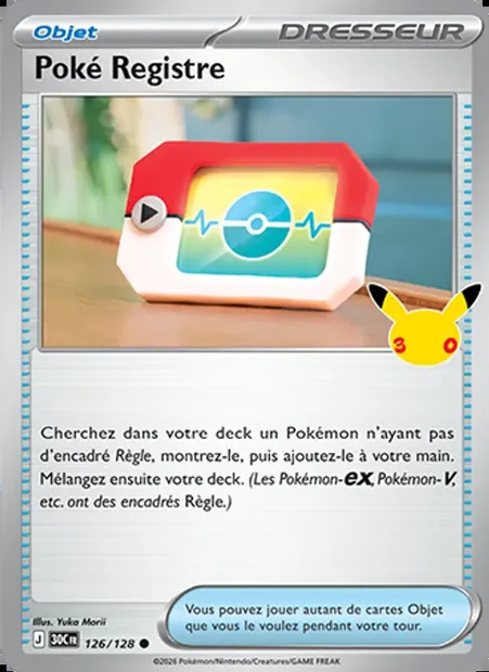 Poké Registre, carte Pokémon 30C 126 — extension 30ᵉ Anniversaire