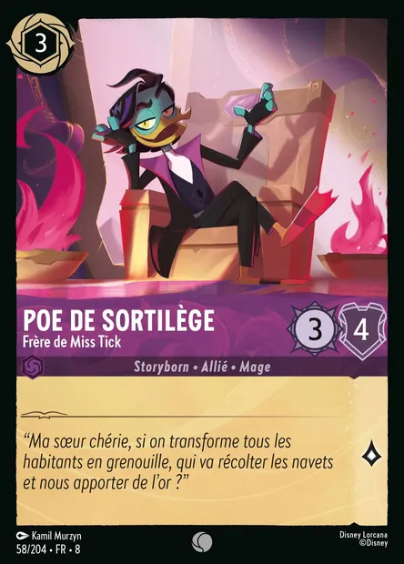 Poe De Sortilège - Frère de Miss Tick, carte Disney Lorcana CH8-058 — extension Le Règne de Jafar
