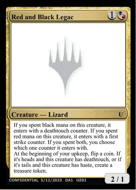 Red and Black Legac, Magic card UNK UZ02 — Unknown Event set