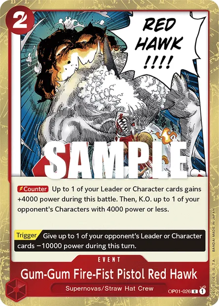 Gum Gum Red Hawk, carte One Piece OP01-026 — extension ROMANCE DAWN
