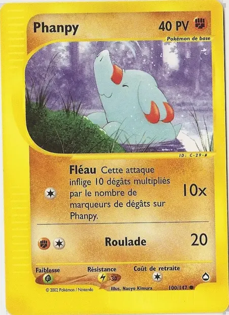 Phanpy, carte Pokémon AQ 100 — extension Aquapolis