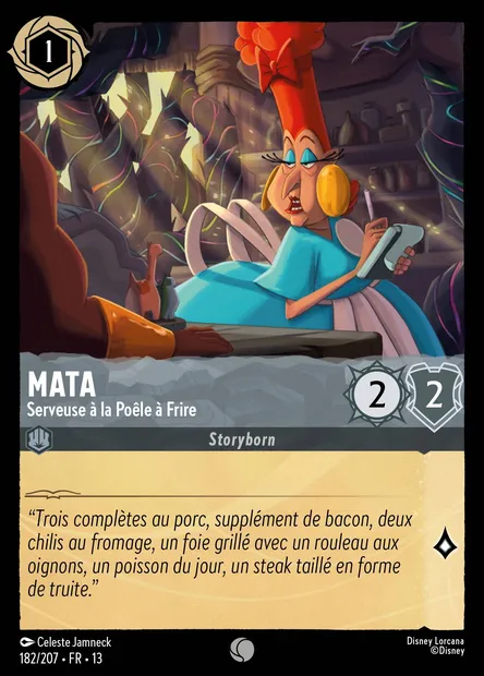 Mata - Serveuse à la Poêle à Frire, carte Disney Lorcana CH13-182 — extension Invasion Epineuse!
